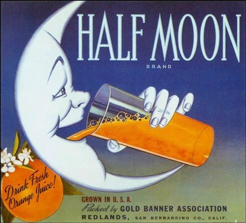 Half Moon Vintage Fruit Crate Label
